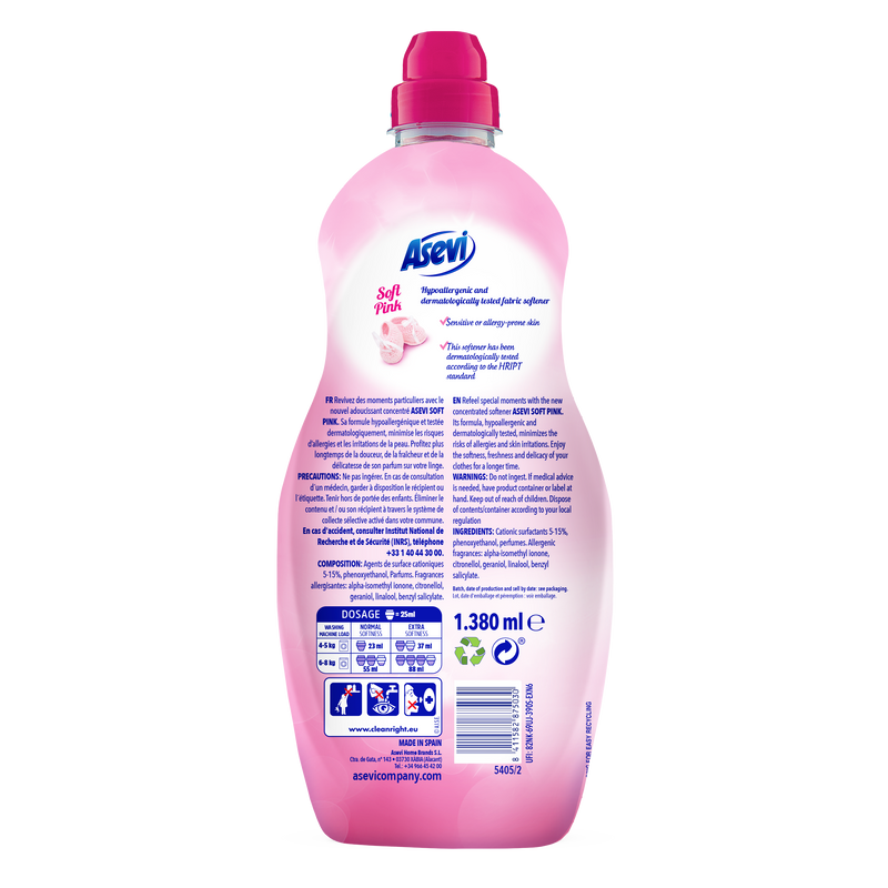 Asevi Talco / Soft Pink Fabric Softener Hypoallergenic 60 wash